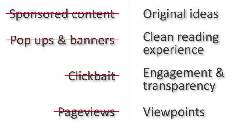 Our goals and our non goals as a comparison.